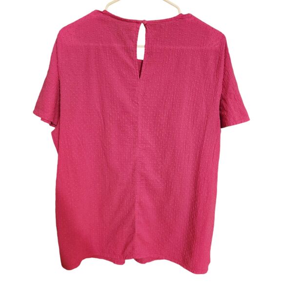 Lane Bryant Flutter-Sleeve Smock Detail Top, Fuchsia Pink, Woman 16, 100% Cotton - Picture 2 of 12
